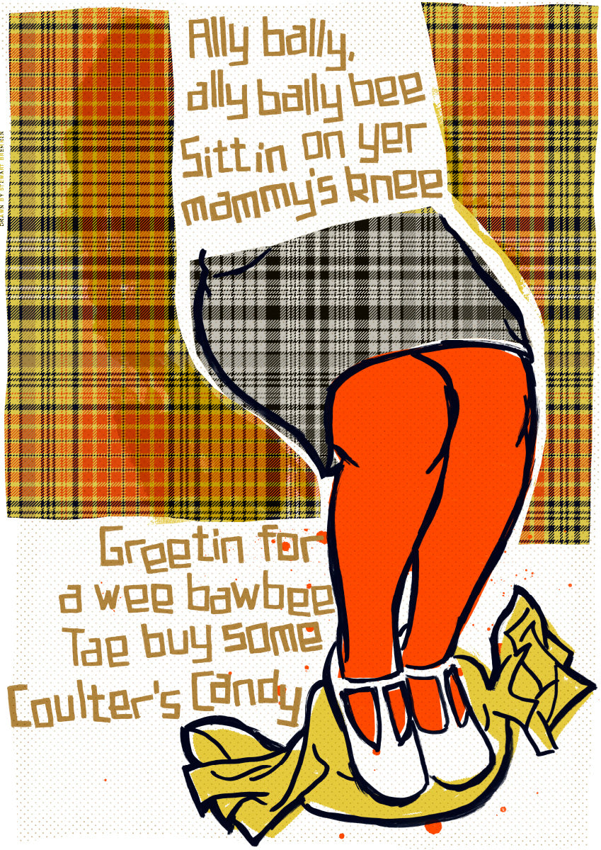 Ally bally bee (on tartan) – poster