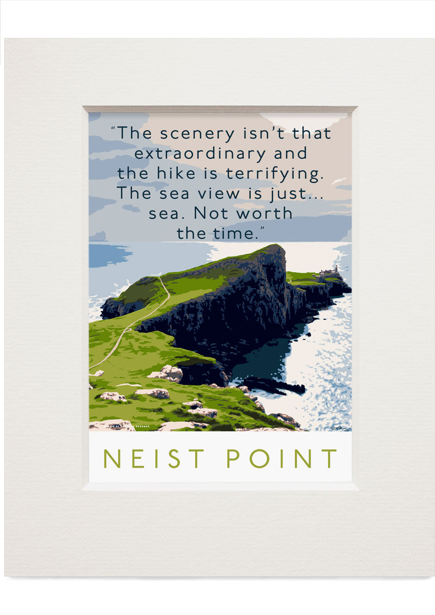 The hike to Neist Point is terrifying – small mounted print