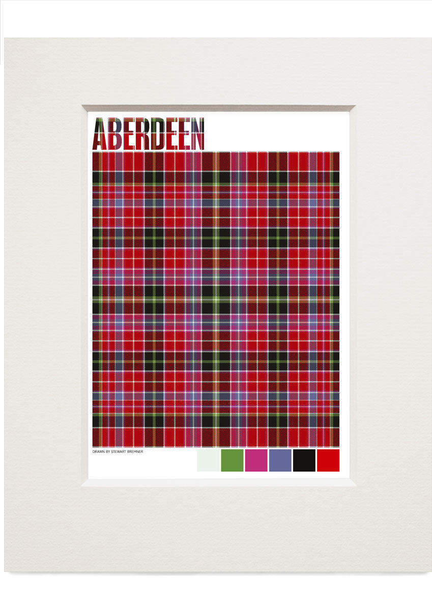 Aberdeen district tartan – small mounted print