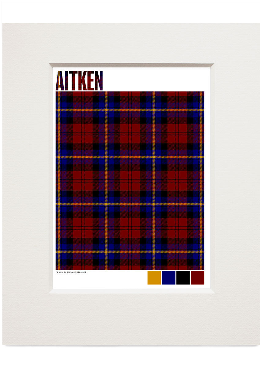 Aitken Modern tartan – small mounted print