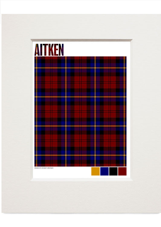 Aitken Modern tartan – small mounted print