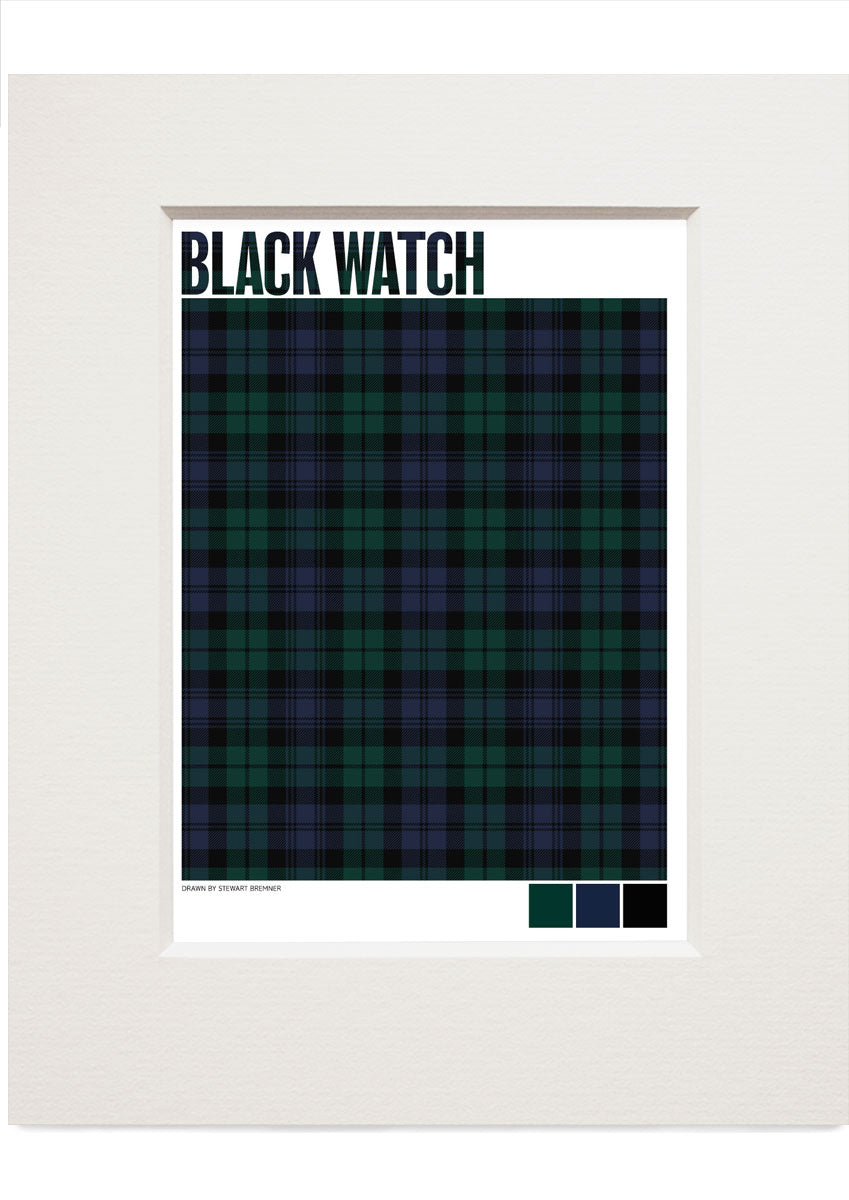 Black Watch Modern tartan  – small mounted print