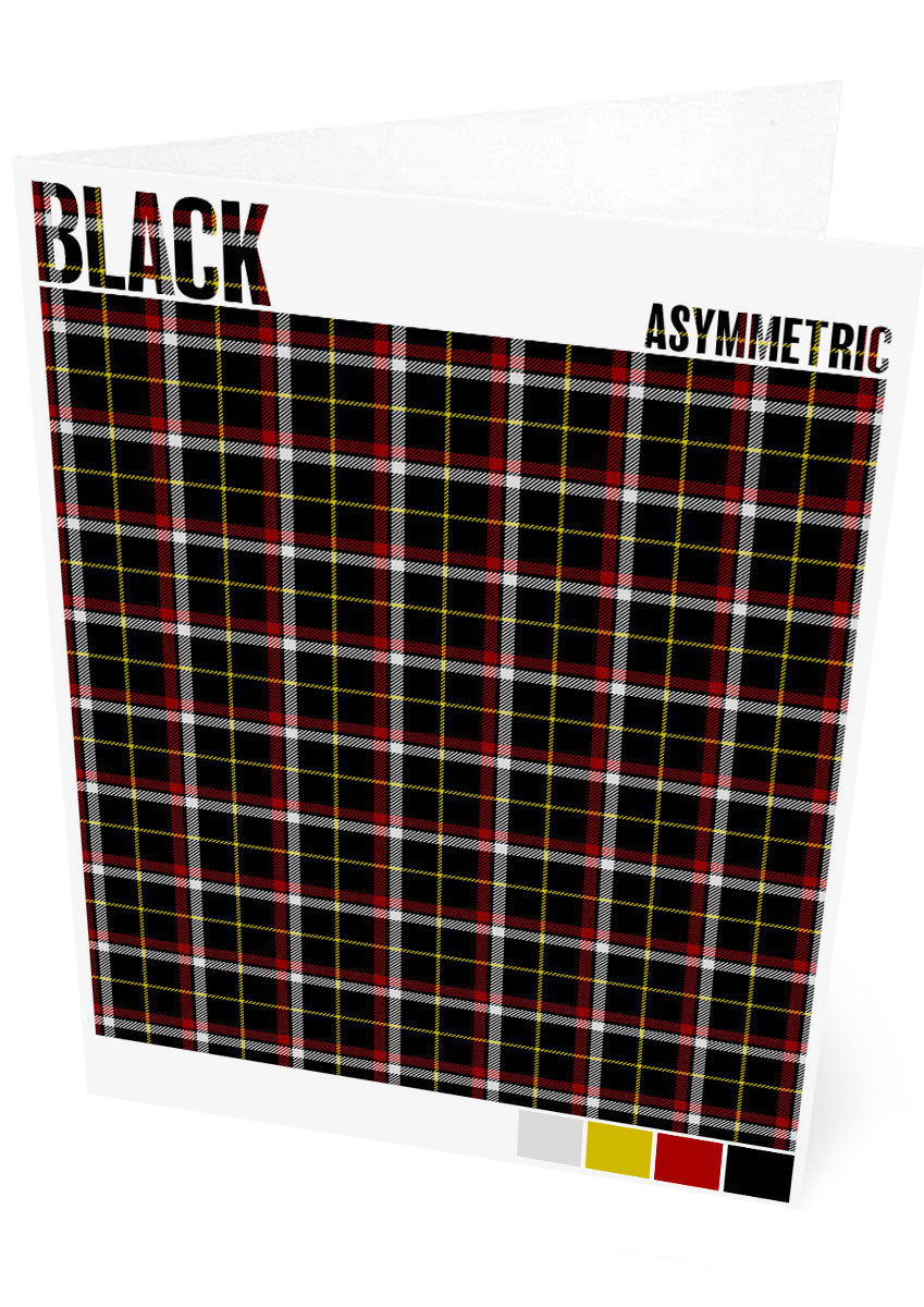 Black Asymmetric Modern tartan  – set of two cards