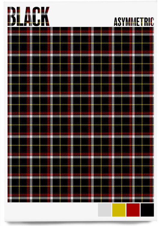 Black Asymmetric Modern tartan  – magnet