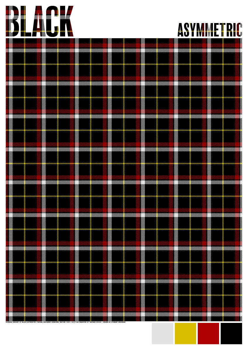 Black Asymmetric Modern tartan  – giclée print