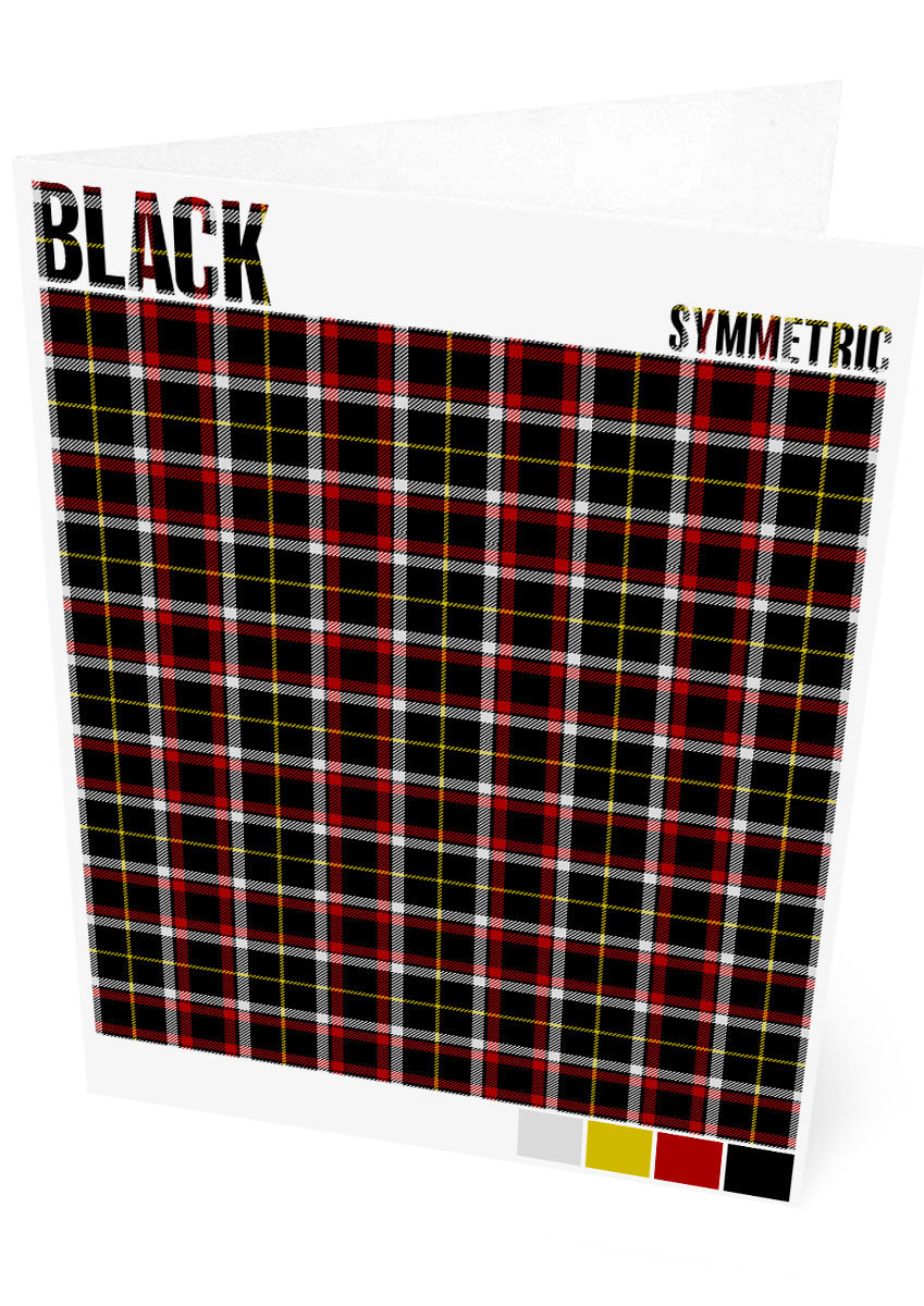 Black Symmetric Modern tartan  – set of two cards