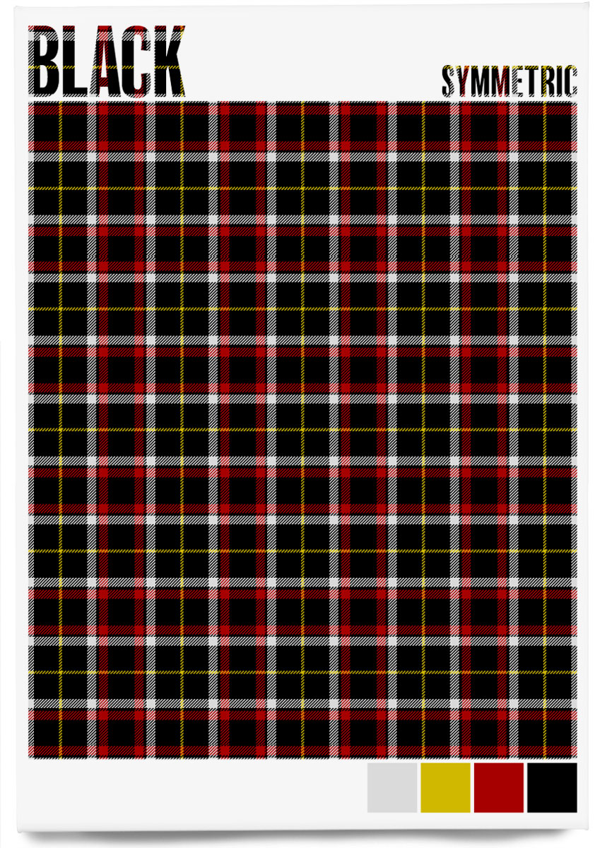 Black Symmetric Modern tartan  – magnet