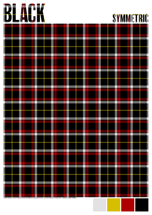 Black Symmetric Modern tartan  – giclée print