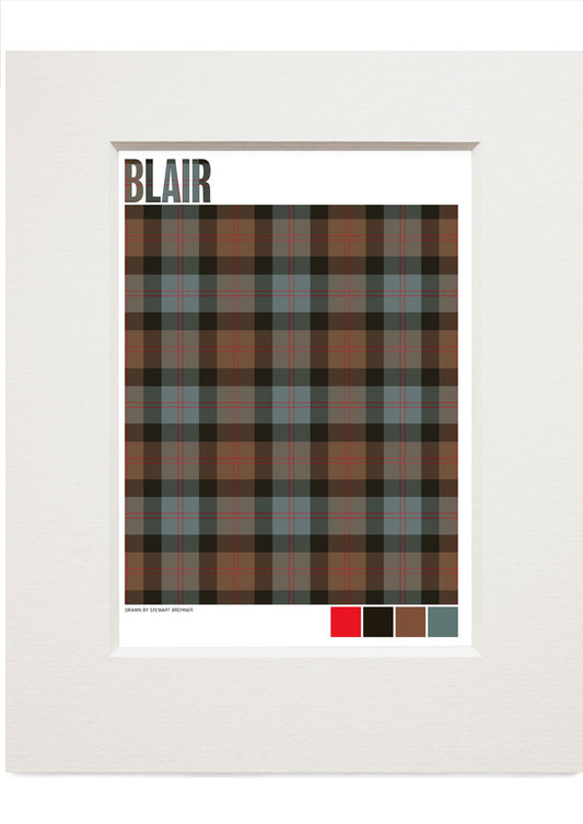 Blair Weathered tartan  – small mounted print