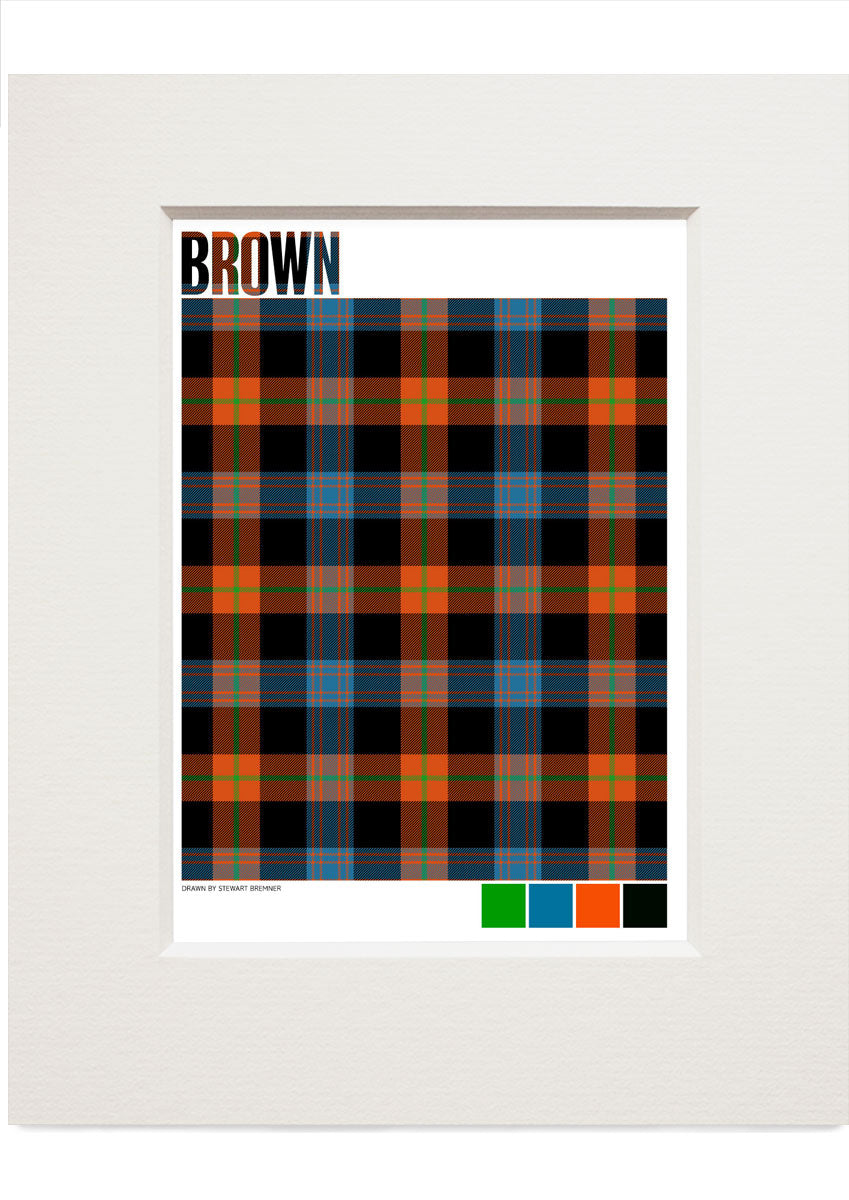 Brown Ancient tartan  – small mounted print