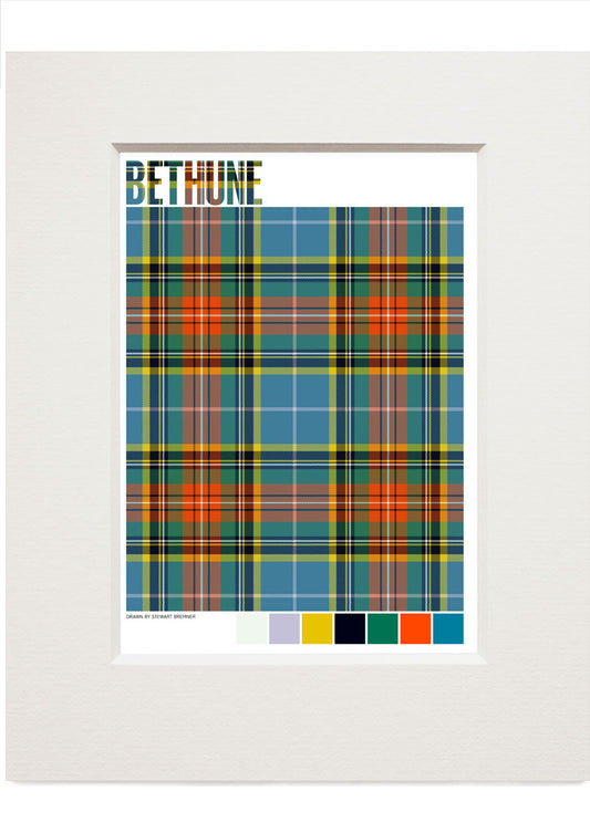 Bethune Ancient tartan  – small mounted print