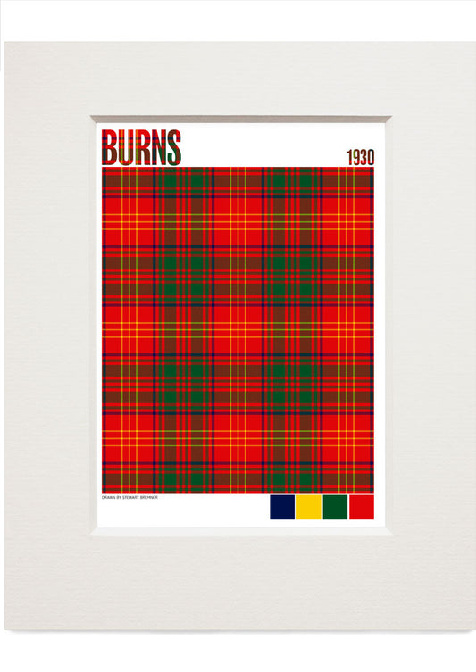 Burns 1930 Modern tartan – small mounted print