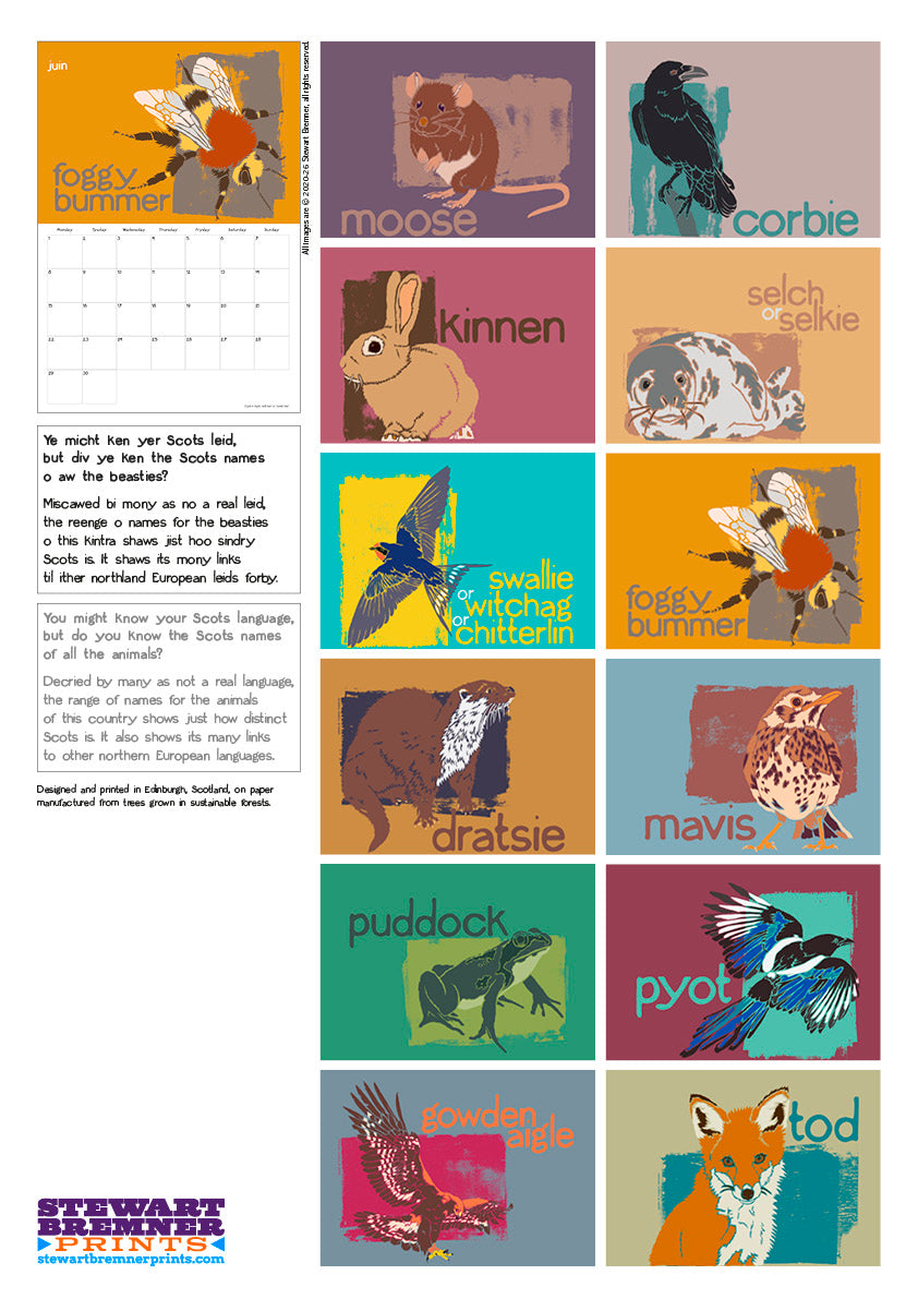 Scots Beasties – 2026 A3 calendar