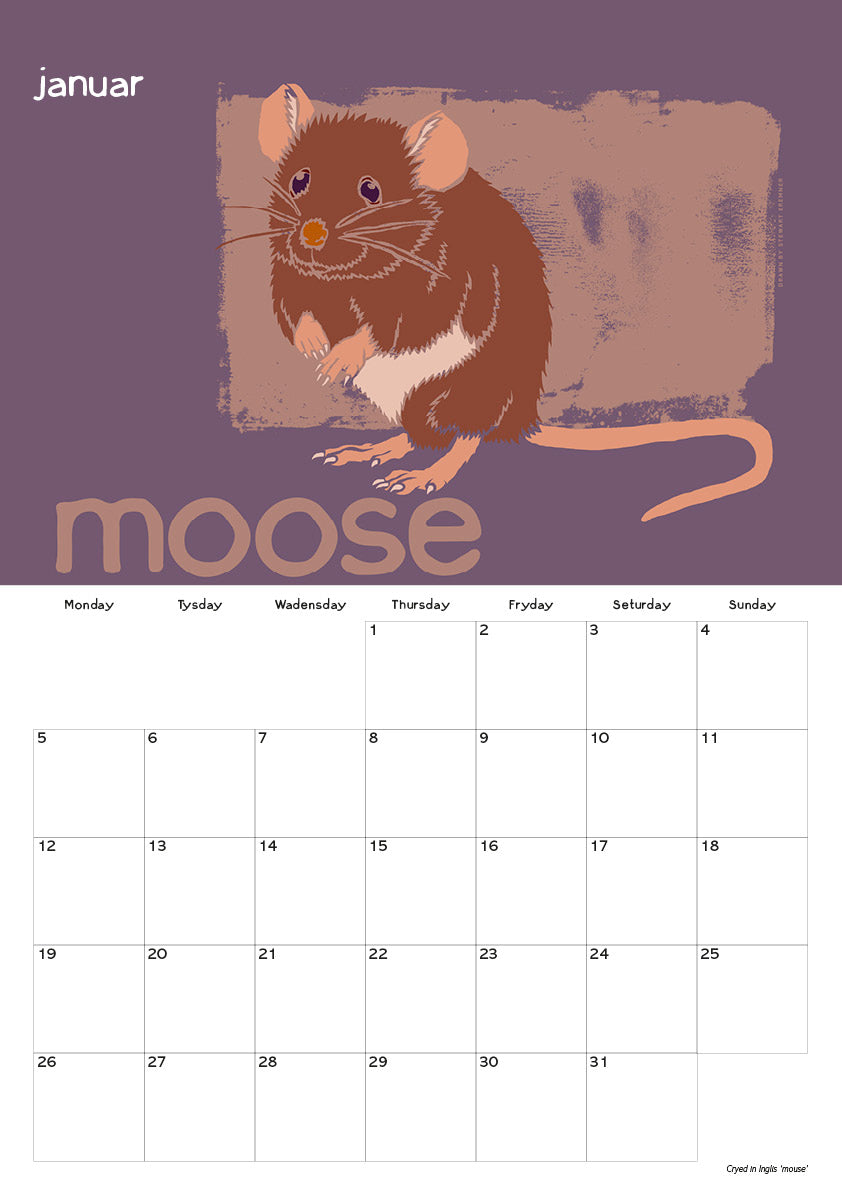 Scots Beasties – 2026 A3 calendar