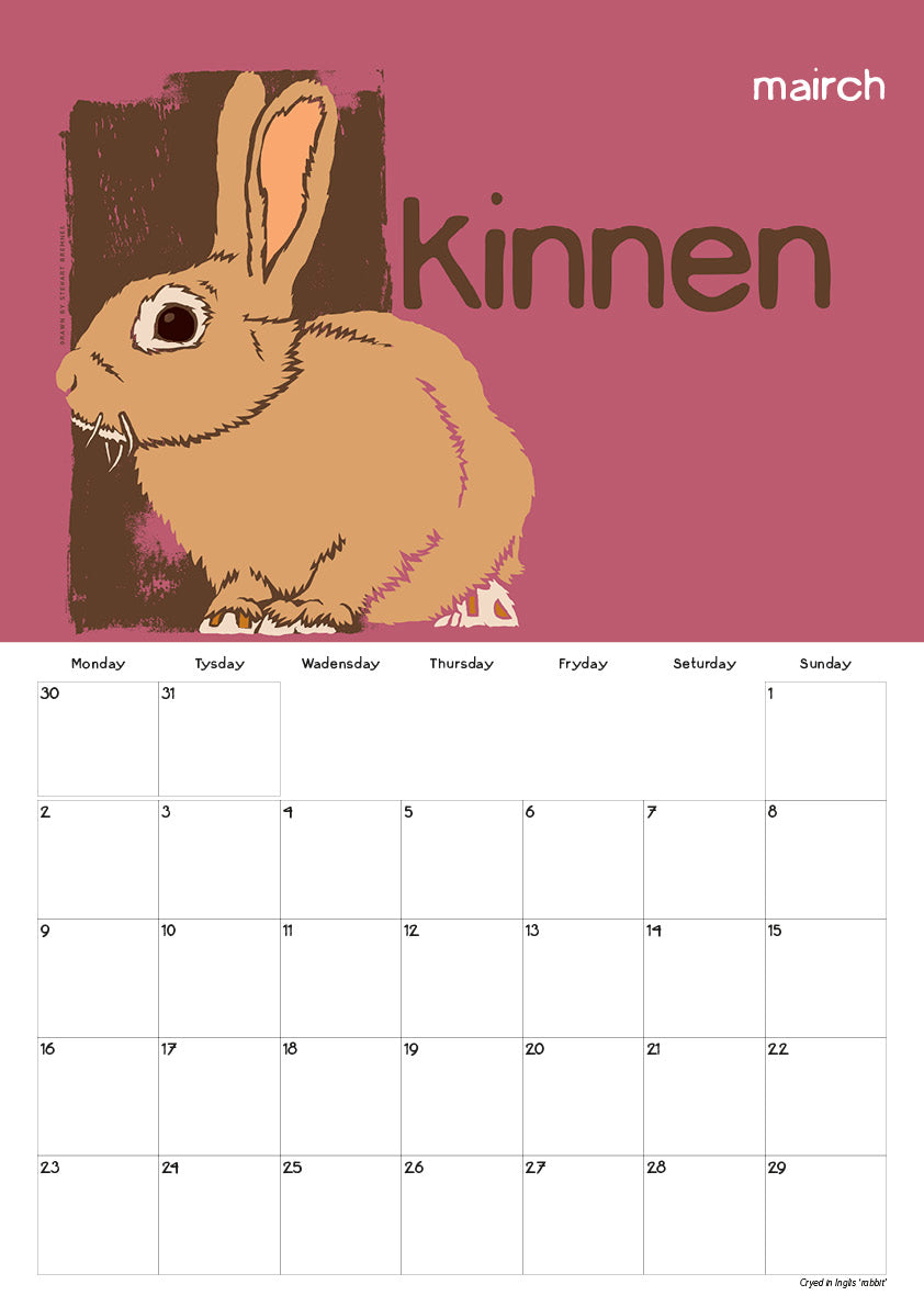 Scots Beasties – 2026 A3 calendar