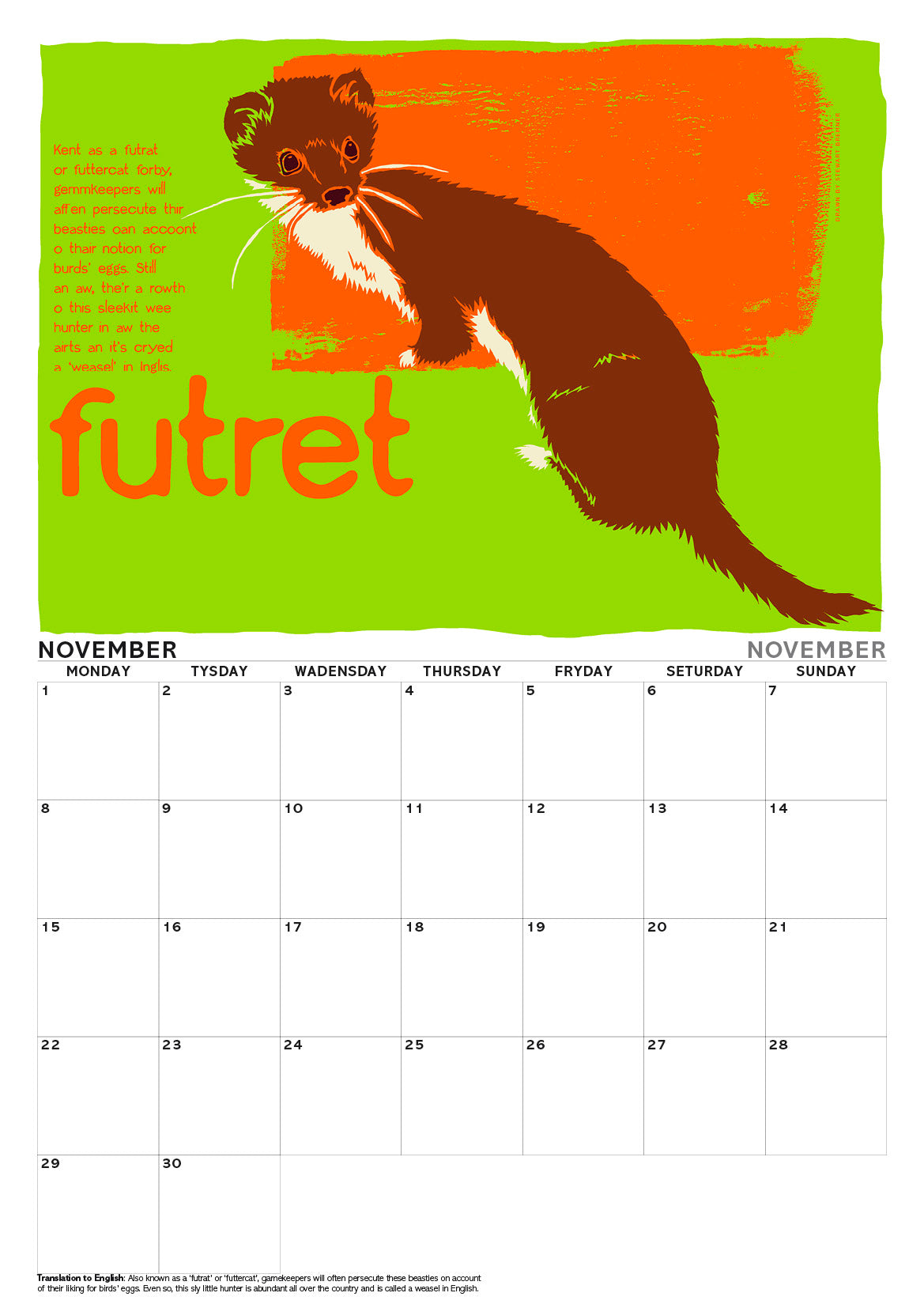 Scots Beasties – A3 calendar 2027