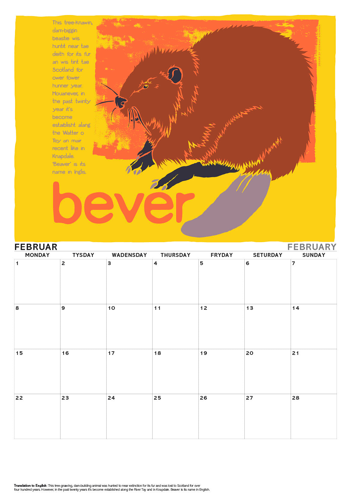 Scots Beasties – A3 calendar 2027