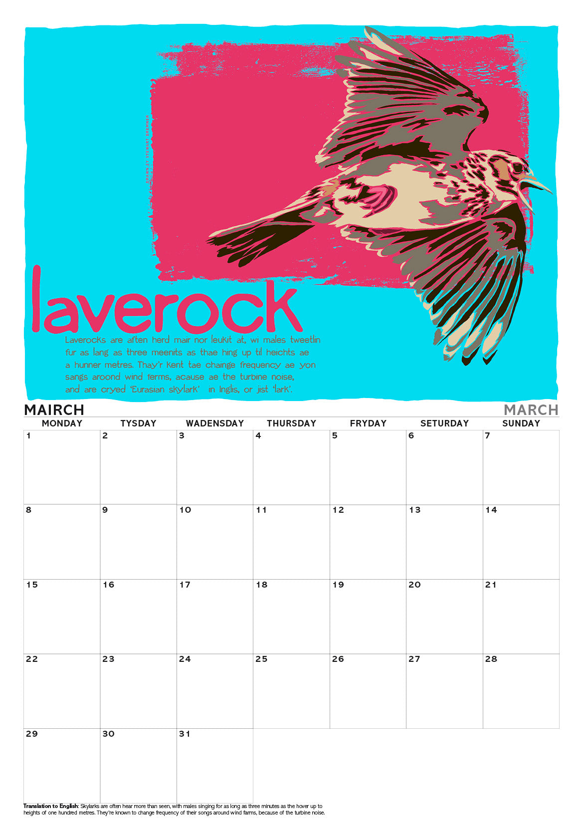 Scots Beasties – A3 calendar 2027
