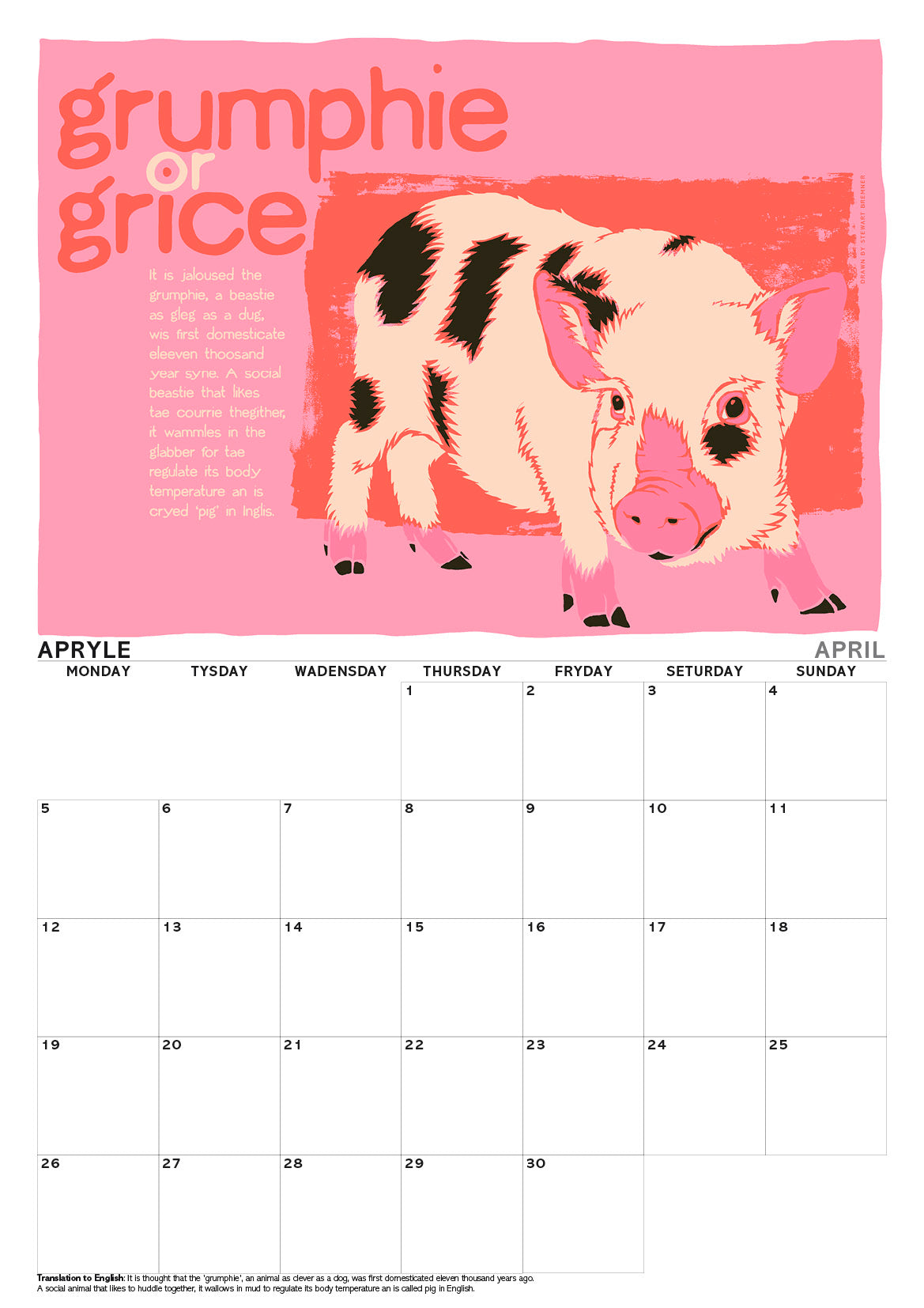 Scots Beasties – A3 calendar 2027