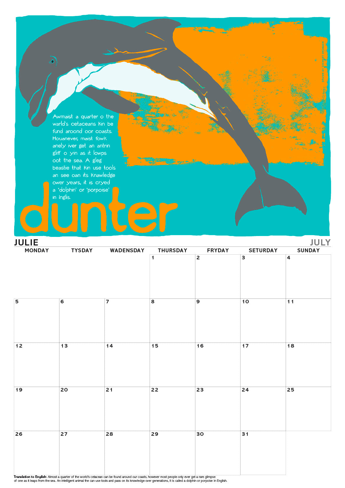 Scots Beasties – A3 calendar 2027