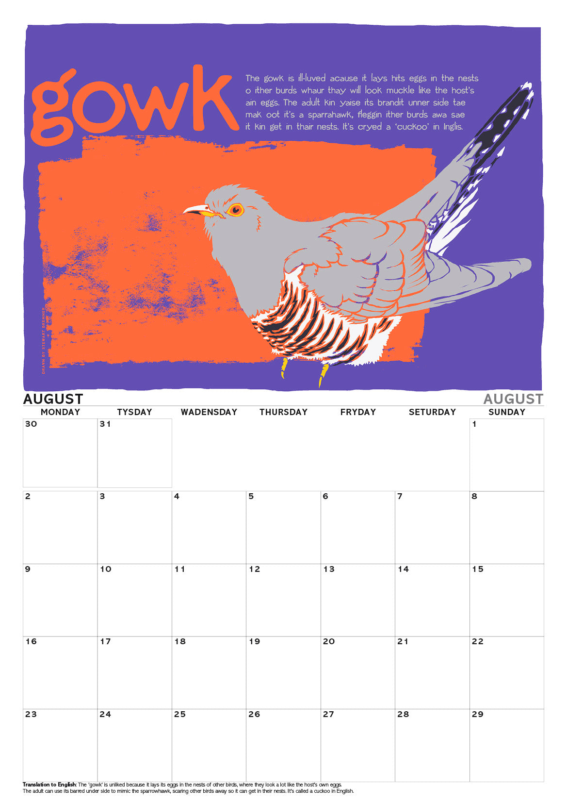 Scots Beasties – A3 calendar 2027