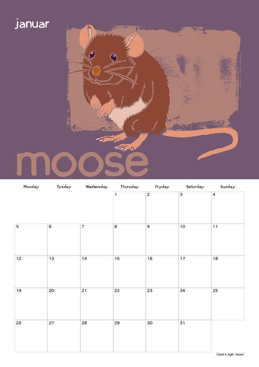 Scots Beasties – 2026 A4 calendar