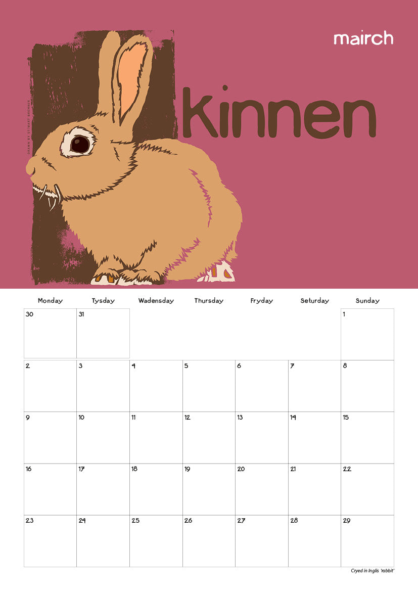 Scots Beasties – 2026 A4 calendar