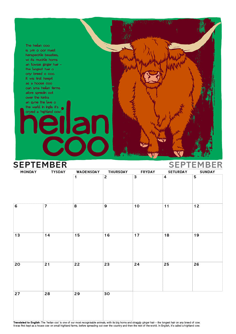 Scots Beasties – A4 calendar 2027