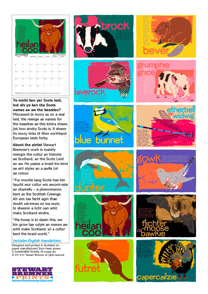 Scots Beasties – A4 calendar 2027