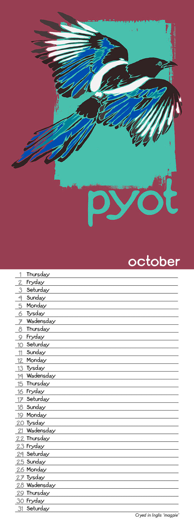 Scots Beasties – 2026 slimline calendar