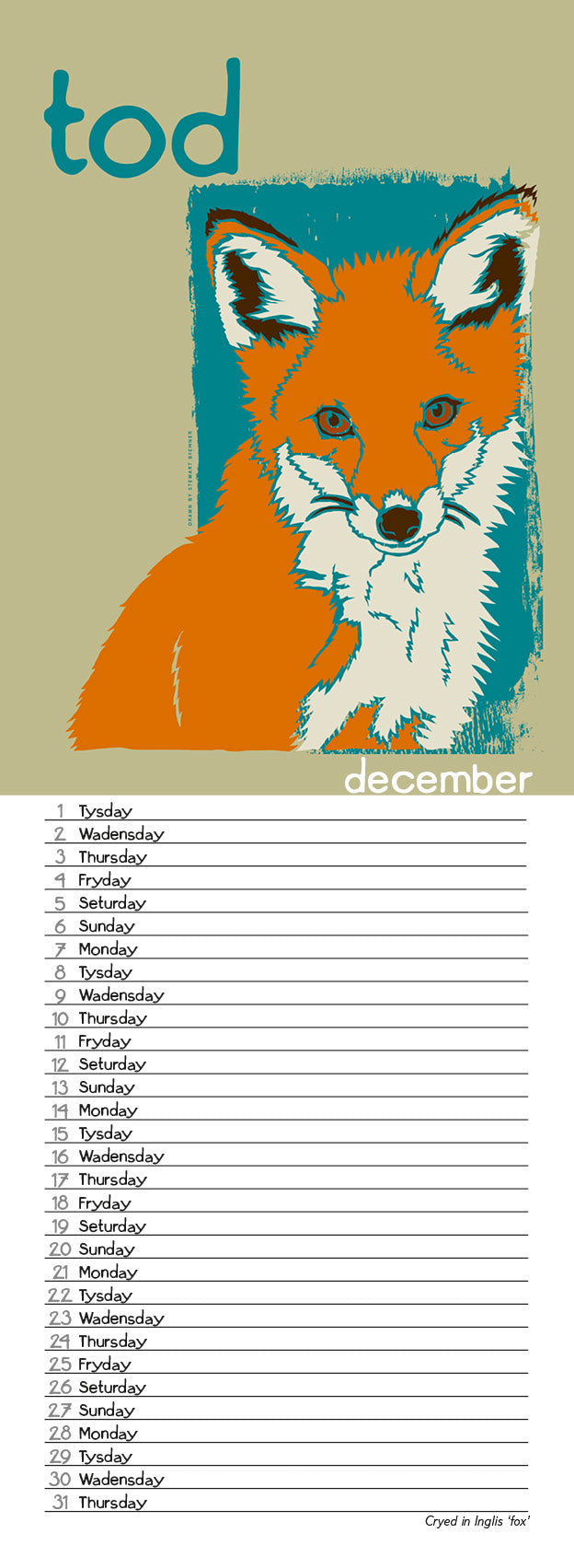 Scots Beasties – 2026 slimline calendar