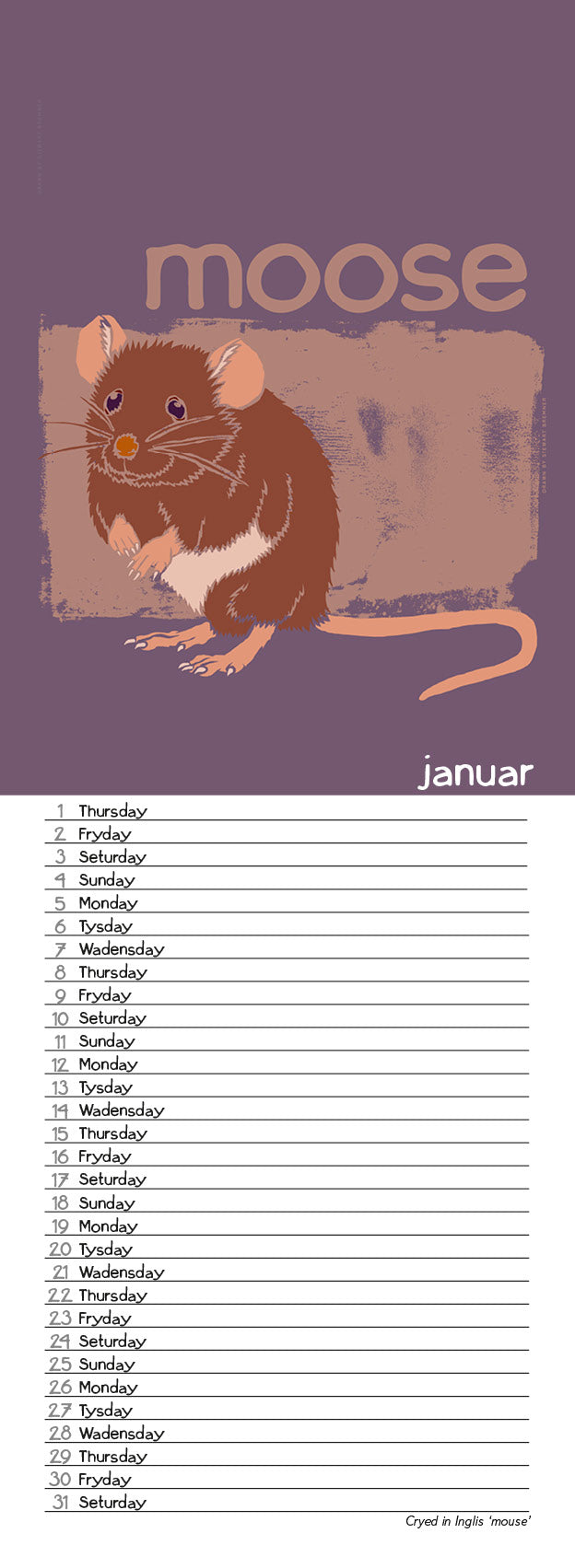 Scots Beasties – 2026 slimline calendar