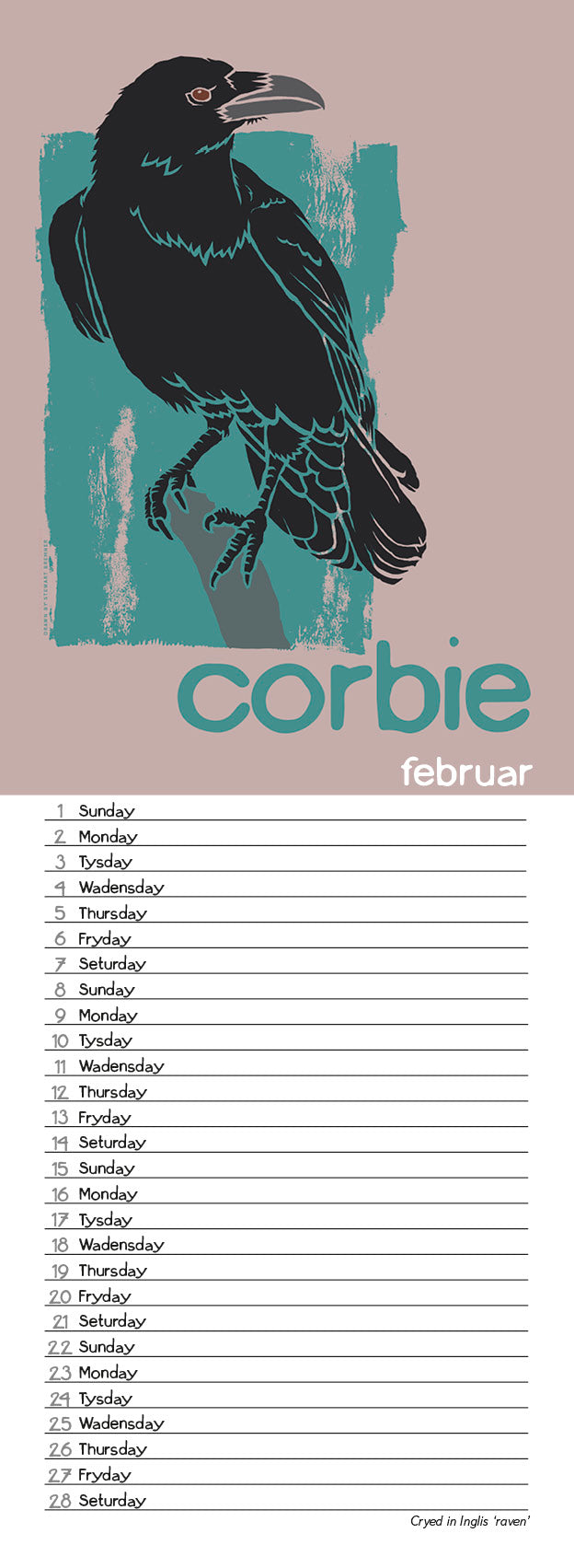 Scots Beasties – 2026 slimline calendar