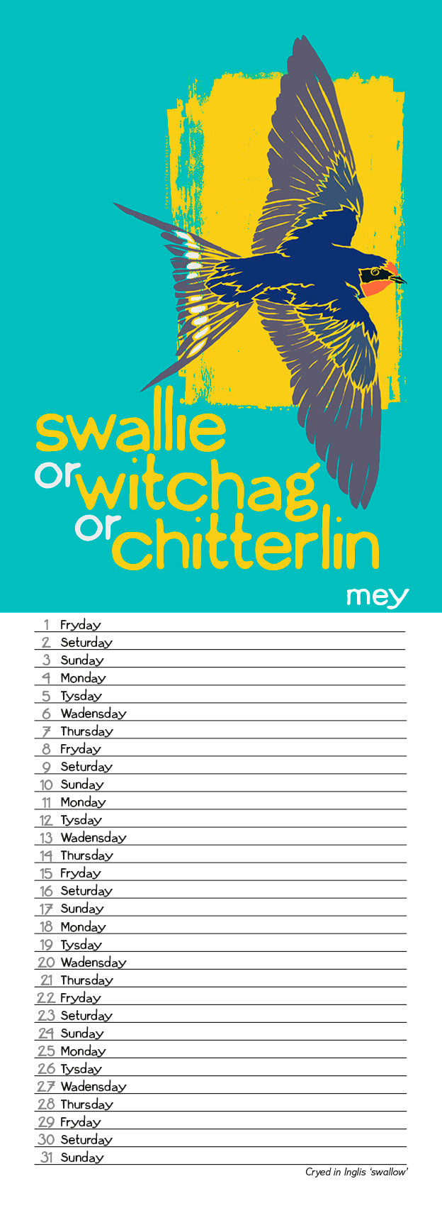 Scots Beasties – 2026 slimline calendar