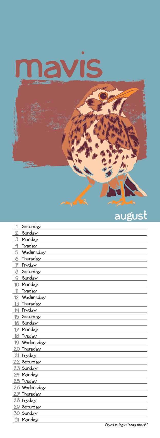 Scots Beasties – 2026 slimline calendar