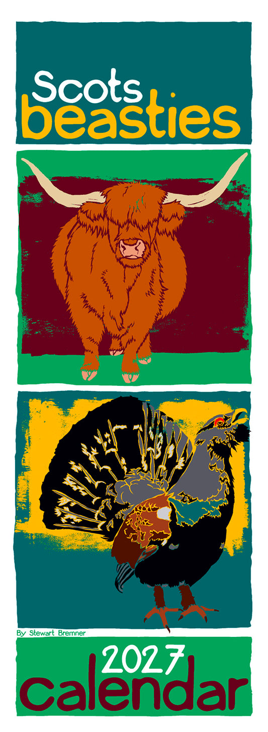Scots Beasties – slimline calendar 2027
