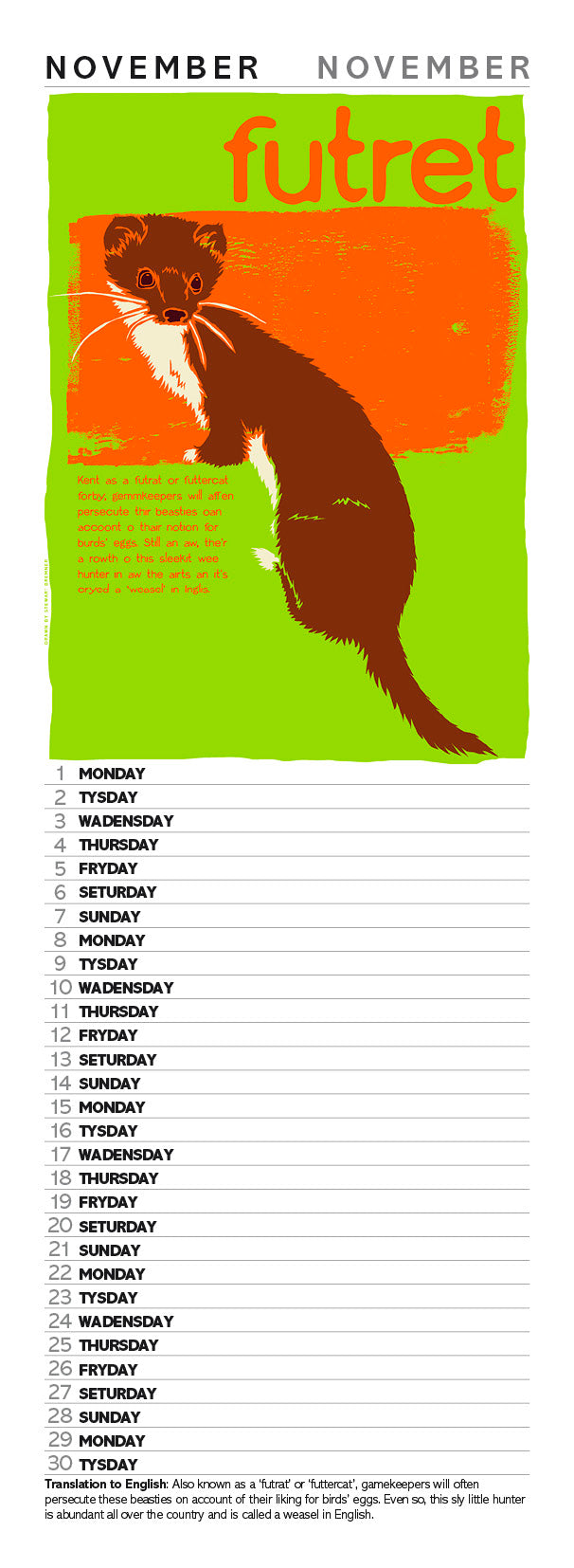 Scots Beasties – slimline calendar 2027