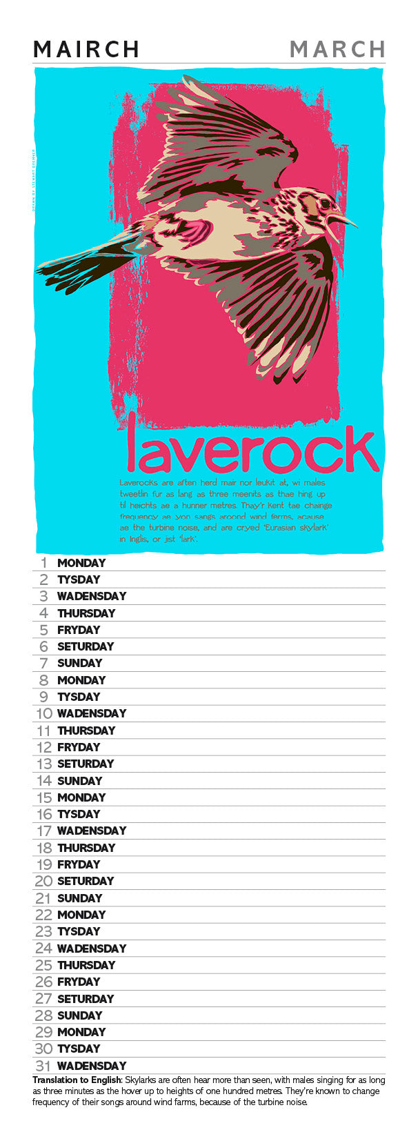 Scots Beasties – slimline calendar 2027
