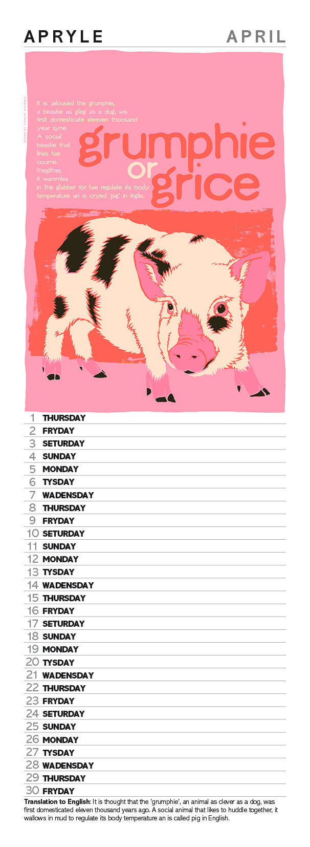 Scots Beasties – slimline calendar 2027