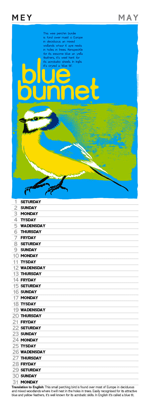 Scots Beasties – slimline calendar 2027