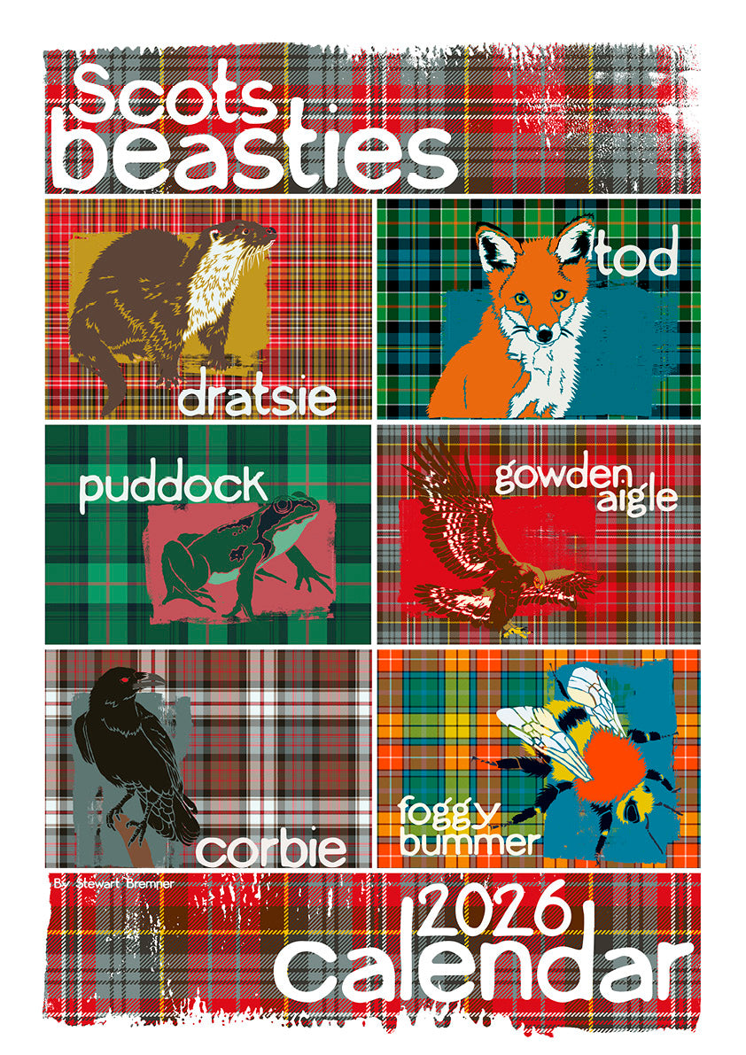 Scots Beastes oan tartan – 2026 A3 calendar