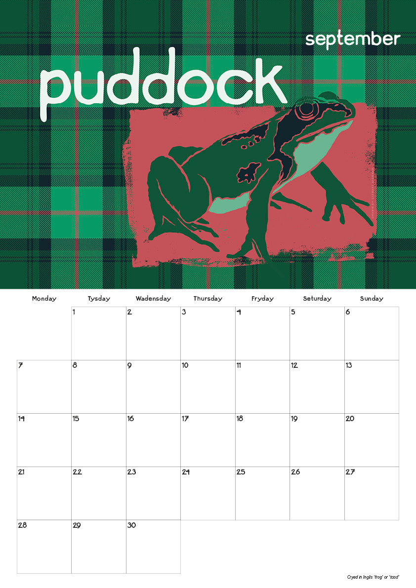 Scots Beastes oan tartan – 2026 A3 calendar