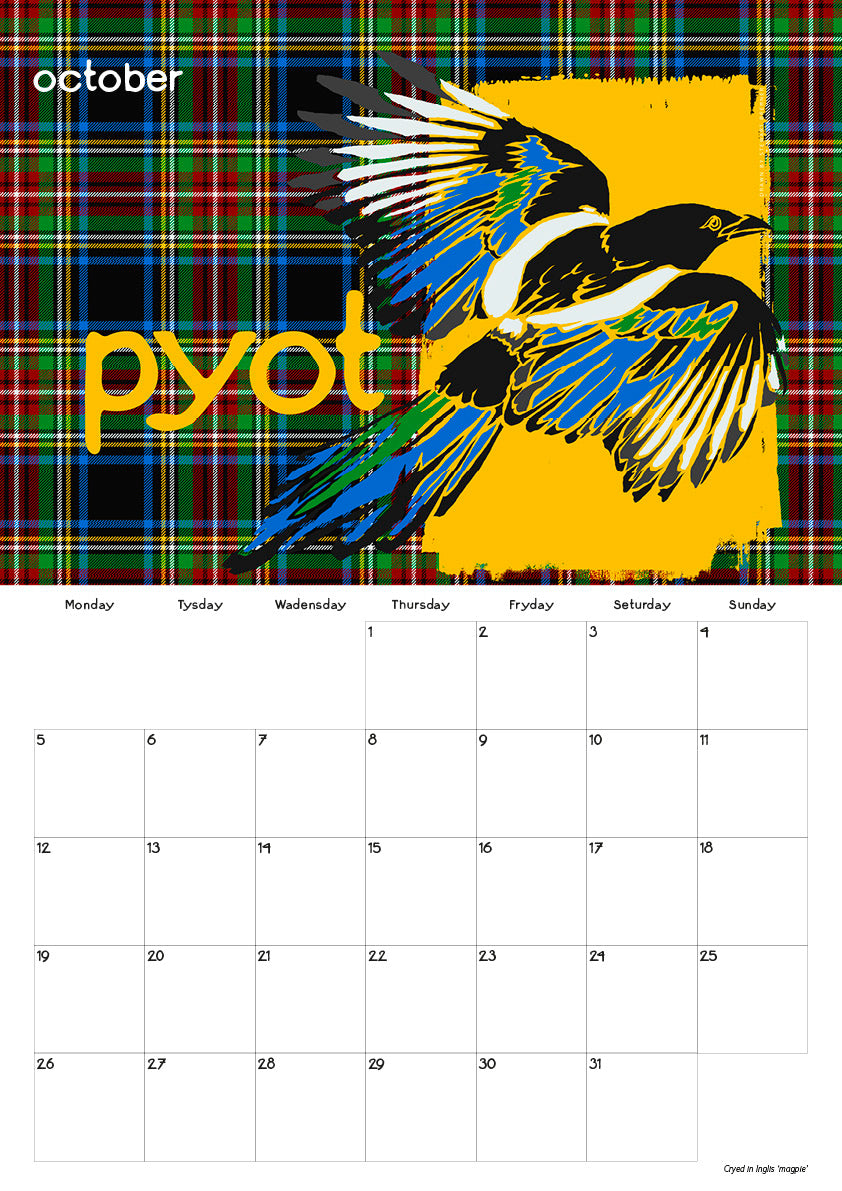 Scots Beastes oan tartan – 2026 A3 calendar