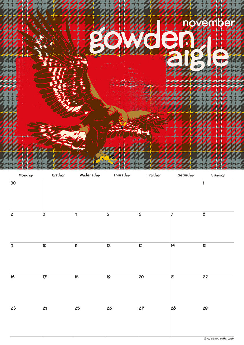 Scots Beastes oan tartan – 2026 A3 calendar