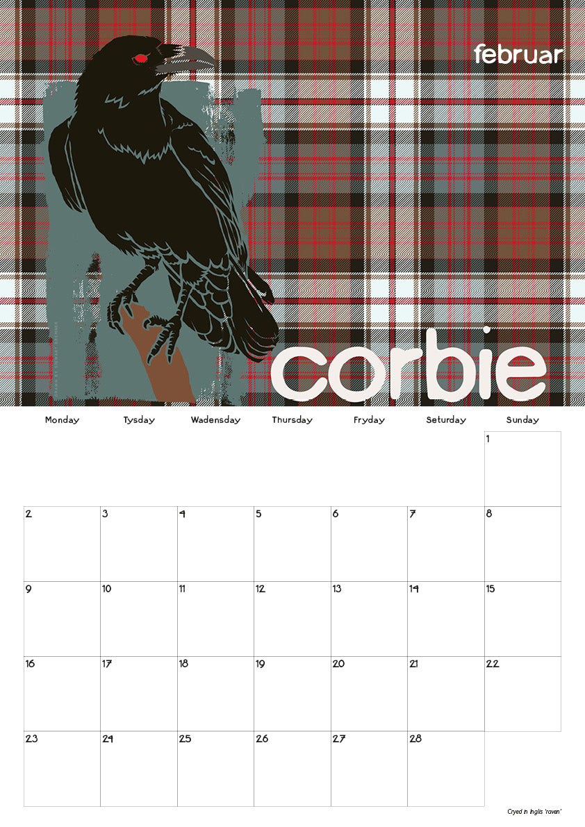 Scots Beastes oan tartan – 2026 A3 calendar