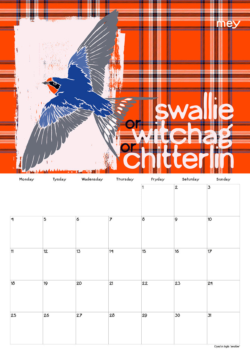 Scots Beastes oan tartan – 2026 A3 calendar