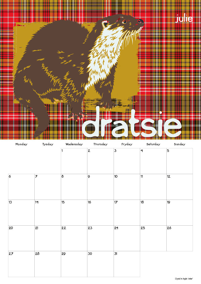 Scots Beastes oan tartan – 2026 A3 calendar