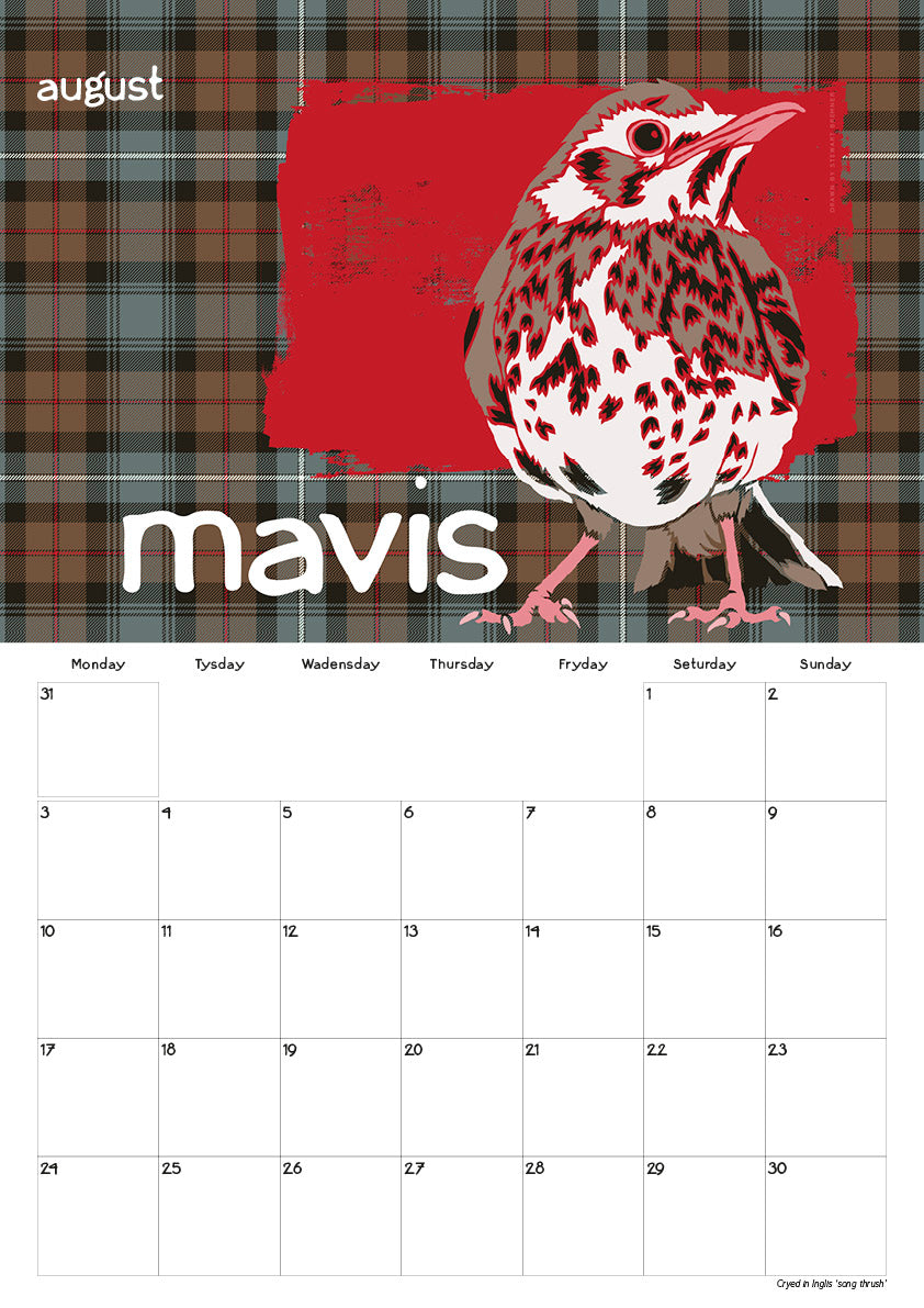 Scots Beastes oan tartan – 2026 A3 calendar