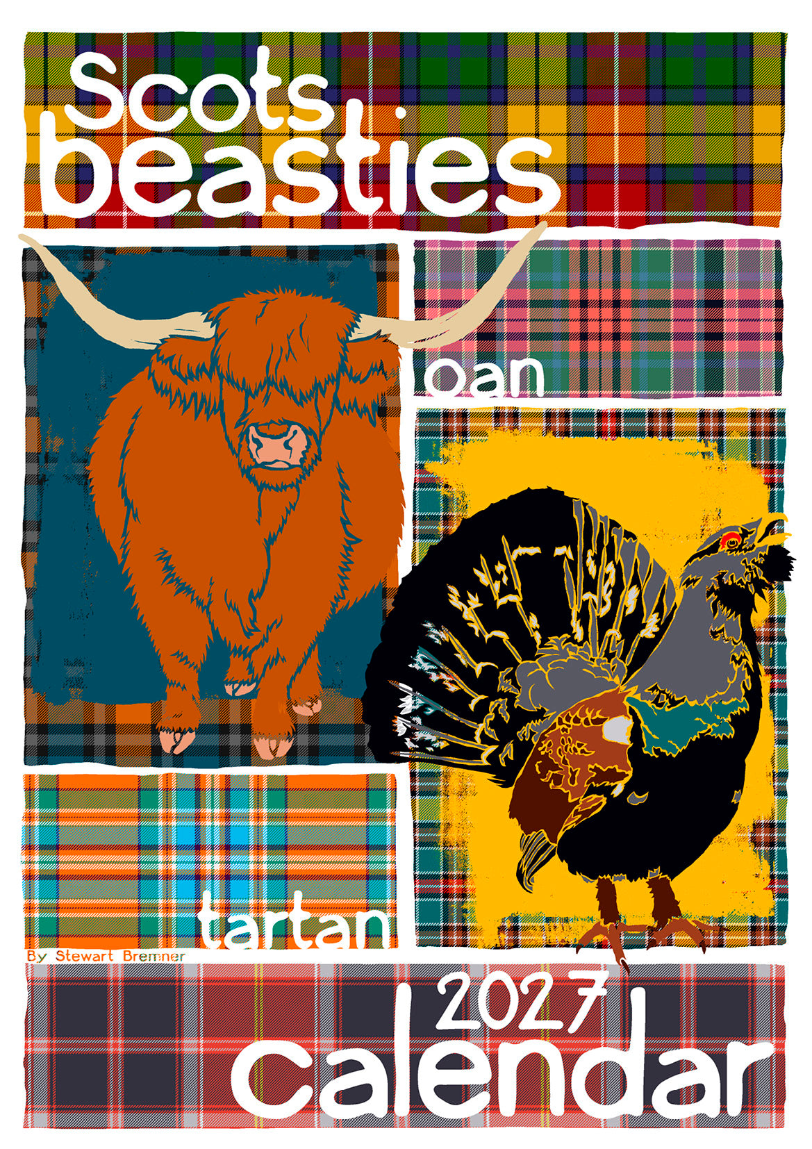 Scots beasties oan tartan – A3 calendar 2027