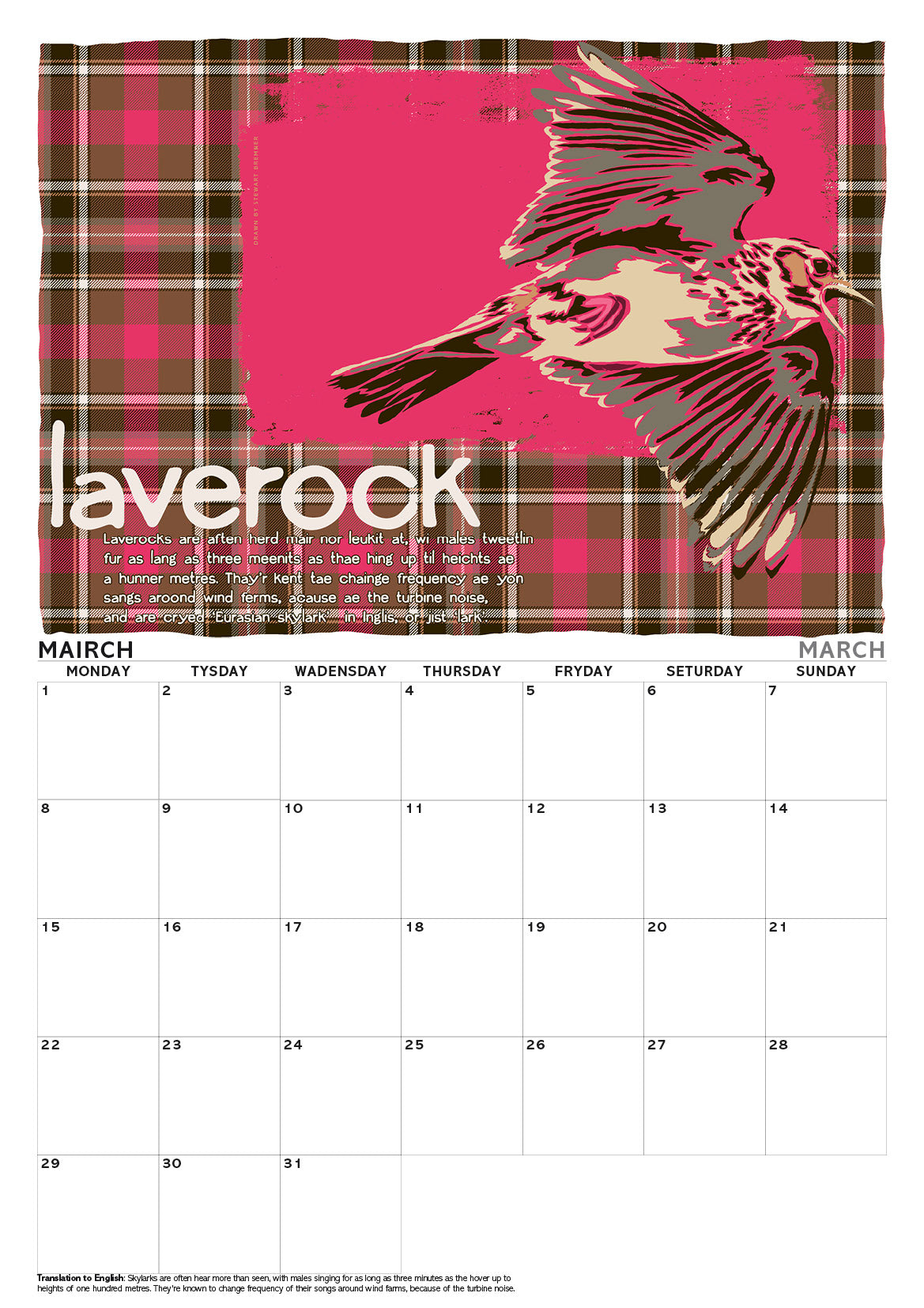 Scots beasties oan tartan – A3 calendar 2027